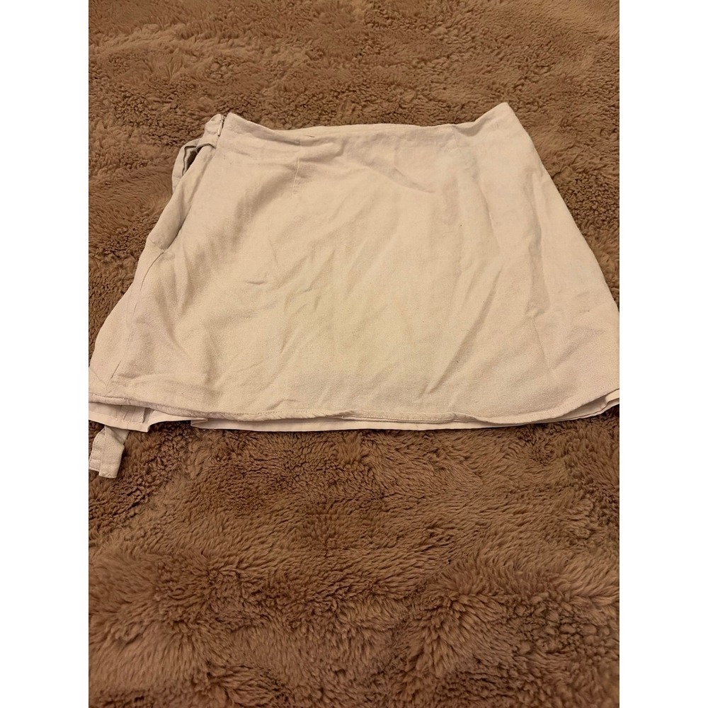 Light academia Minimalist Forever 21 Womens Wrap Skirt Size Medium Linen Look